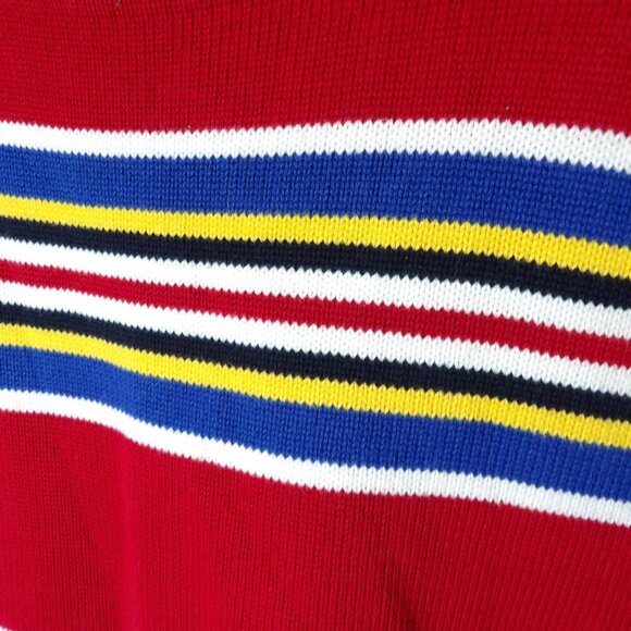 Womens Designer Lauren Ralph Lauren Red Stripe Sweater XL EUC Spring Fall Preppy - Picture 3 of 3